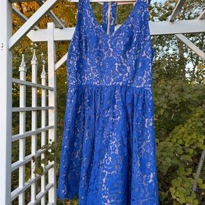 Eliza J Cutout Back Lace Fit and Flare Dress